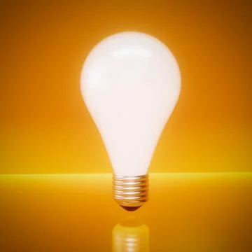3D Render of Light Bulb on Orange Yellow Background Illustrazione stock