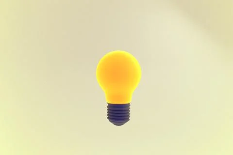 3D render of a light bulb on yellow background Stock Illustration