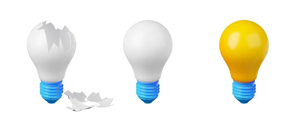 3D render light bulbs isolated on background Stock Illustration