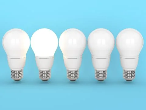 3d render of light bulbs over blue background Stock Illustration