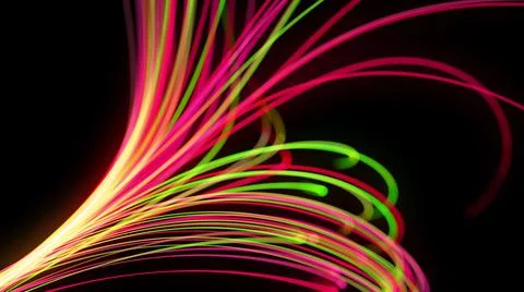 3d render. Light flow bg. Abstract background with light trails, stream of green Stock Illustration