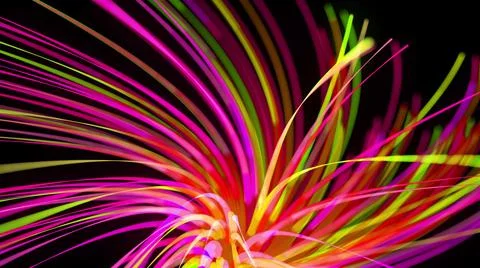 3d render. Light flow bg. Abstract background with light trails, stream of green Stock Illustration