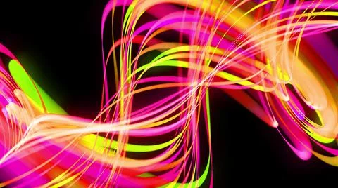 3d render. Light flow bg. Abstract background with light trails, stream of green Stock Illustration