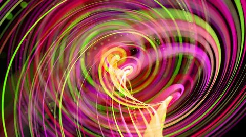 3d render. Light flow bg. Abstract background with light trails, stream of green Stock Illustration