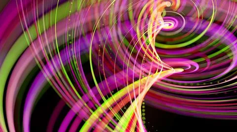 3d render. Light flow bg. Abstract background with light trails, stream of green Stock Illustration