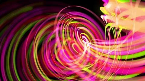 3d render. Light flow bg. Abstract background with light trails, stream of green Stock Illustration