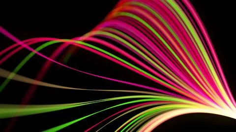 3d render. Light flow bg. Abstract background with light trails, stream of green Stock Illustration
