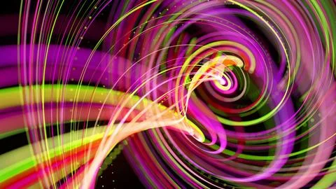 3d render. Light flow bg. Abstract background with light trails, stream of green Stock Illustration