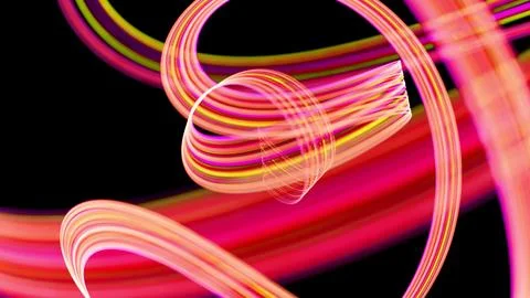 3d render. Light flow bg. Abstract background with light trails, stream of green Stock Illustration