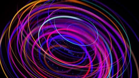 3d render. Light flow form ring structure. Light effect as abstract background Stock Illustration