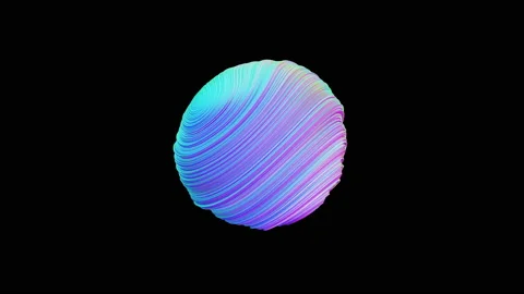 3D render of light holographic coloured sphere with curly fractal noise Stock Footage 239721937