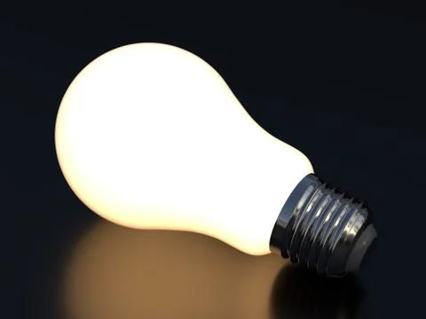 3d render of light incandescent bulb glowing on black Stock Illustration