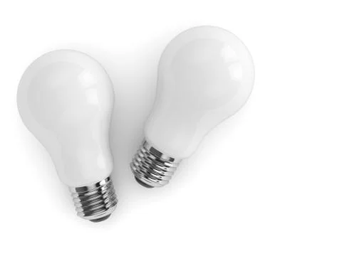 3d render of light incandescent bulbs over white background Stock Illustration