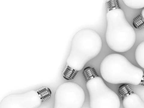 3d render of light incandescent bulbs over white background Stock Illustration