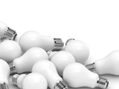 3d render of light incandescent bulbs over white background Stock Illustration