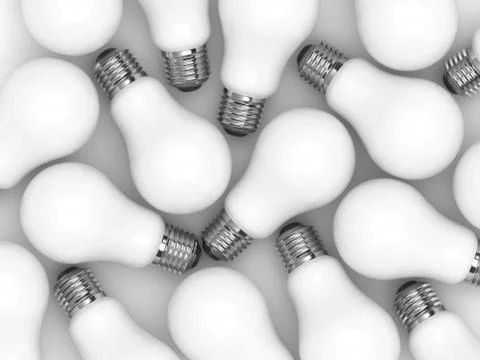 3d render of light incandescent bulbs over white background Stock Illustration