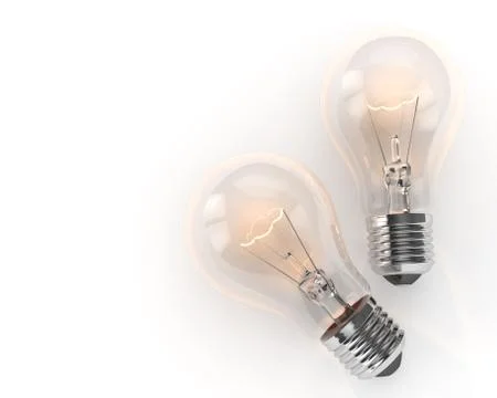 3d render of light incandescent bulbs on table Stock Illustration