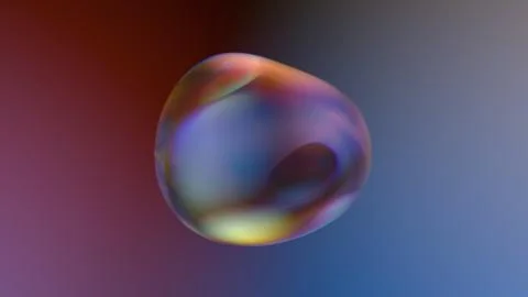 3d render of liquid bubble. Glass bubble morphing with refraction and blurred Stock Illustration