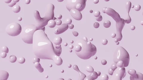 3d render of liquid bubbles levitation. Smooth morphing spheres movement. Stock Footage 136066002