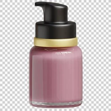3D Render of Liquid Foundation Bottle with Pump Dispenser Stock Illustration