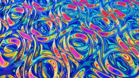 3d render. Liquid pattern like waves. 3D stylish abstract iridescent bg of wavy Stock Illustration