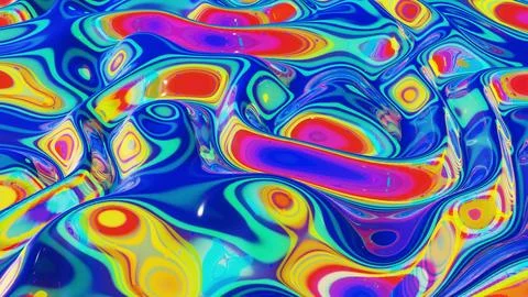 3d render. Liquid pattern like waves. 3D stylish abstract iridescent bg of wavy Stock Illustration
