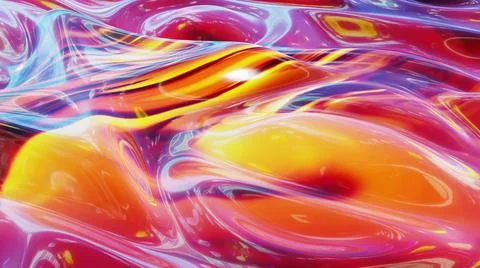 3d render. Liquid red yellow orange pattern like waves. 3D stylish abstract bg 스톡 일러스트