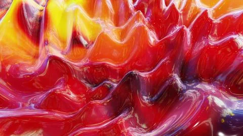 3d render. Liquid red yellow orange pattern like waves. 3D stylish abstract bg Stock Illustration