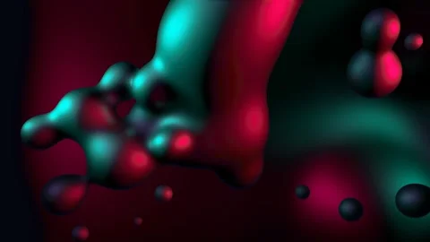 3d render of  liquid shapes blobs spheres in blue and red shades Stock Footage 244473490