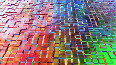 3d render. Liquid square pattern like waves. 3D stylish abstract iridescent bg 스톡 일러스트