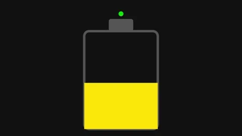 3D render of lithium battery charging animation on dark background for power Stock Footage 336472001