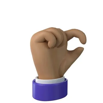 3d render. little bit or size hand icons with various skin tones in cartoon Stock Illustration