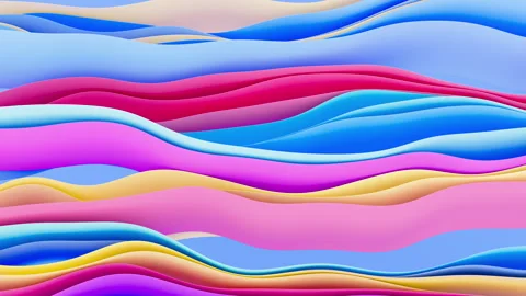 3D render of live wallpaper from wavy shapes filled colorful gradient Stock Footage 281494402