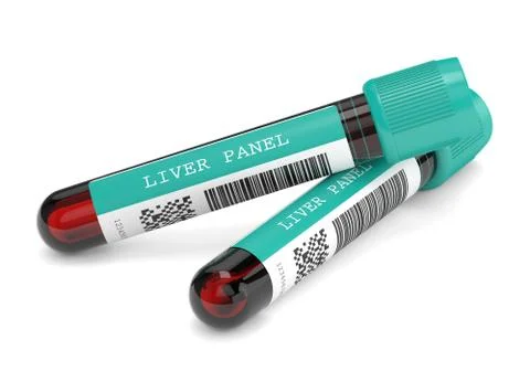 3d render of Liver Panel blood test tubes over white Illustrazione stock