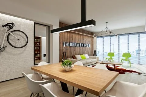 3D Render of Living room Stock Illustration