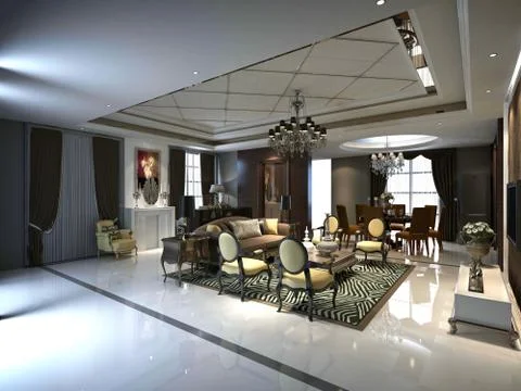 3d Render of Living Room Illustrazione stock