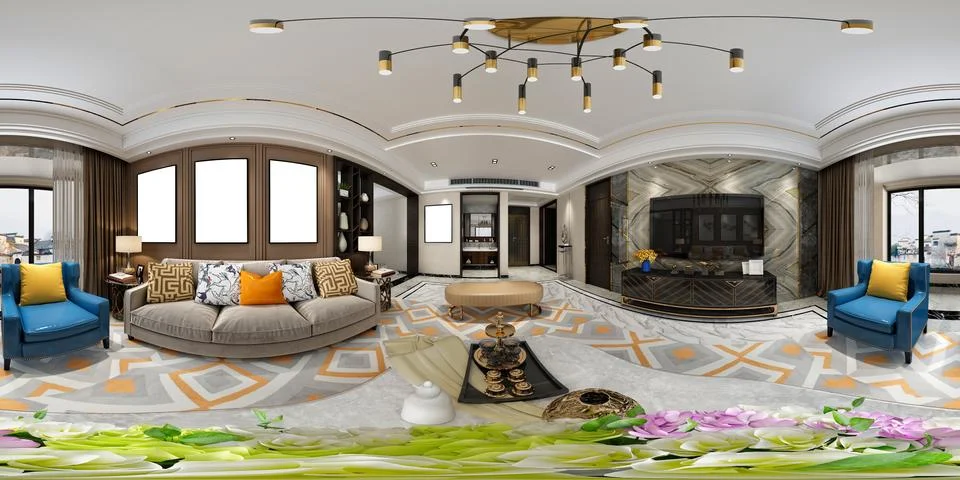 3d Render of Living Room 스톡 일러스트