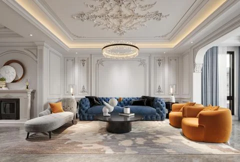 3d Render of Living Room 스톡 일러스트