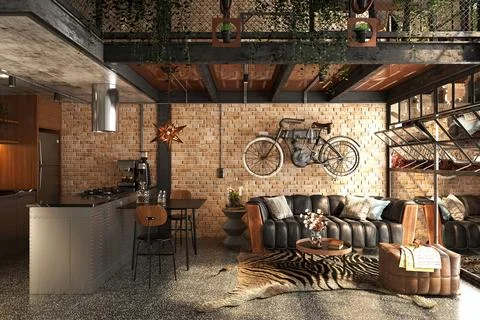 3d Render of Living Room 库存插图
