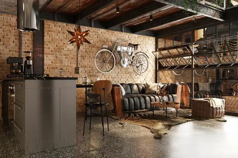 3d Render of Living Room 库存插图