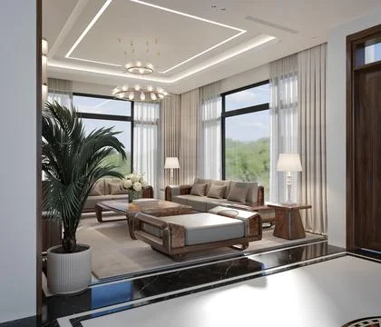 3d Render of Living Room Stock Illustration