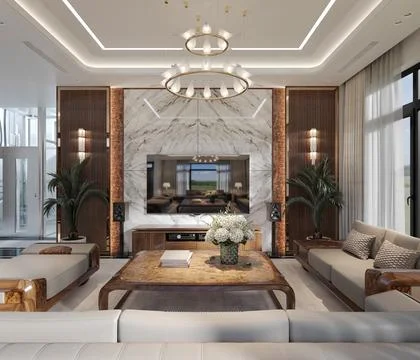 3d Render of Living Room Stock Illustration