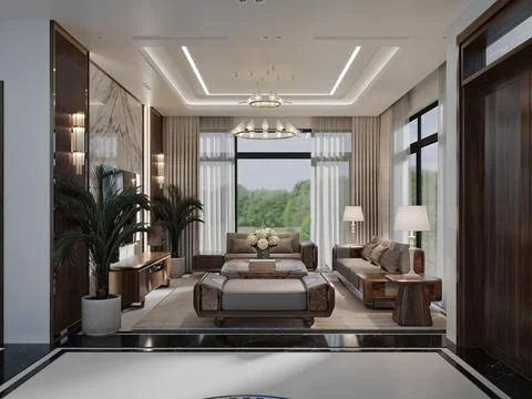 3d Render of Living Room Stock Illustration