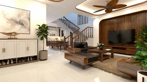3d Render of Living Room Stock Illustration