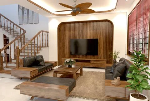 3d Render of Living Room Stock Illustration
