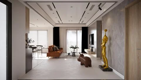3d Render of Living Room Stock Illustration