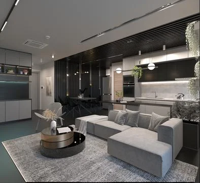 3d Render of Living Room Illustrazione stock