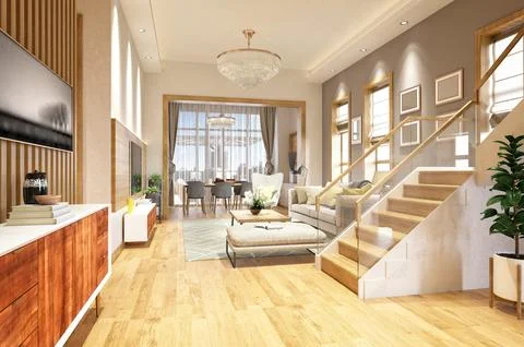 3d Render of Living Room Stock Illustration