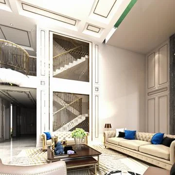 3d Render of Living Room Stock Illustration
