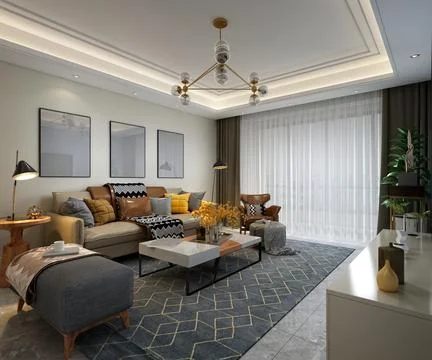 3d Render of Living Room Stock Illustration